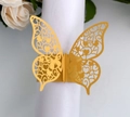 Rond de serviette papillon doré découpé au laser avec motifs de cœurs pour décoration - Doré
