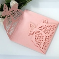 Elegante invito di nozze a farfalla intagliato al laser in carta perlata rosa premium - Rosa