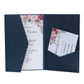 Elegantes Hochzeitseinladungsset in Marineblau mit Blumenkarte und RSVP-Karte - Marineblau