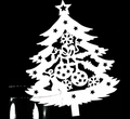 Dettaglio di segnaposti a forma di albero di Natale bianchi tagliati al laser per tavola - Bianco
