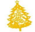 Laser-cut Christmas tree place card with hollow snowflake and star design for holiday table - Gold Yellow