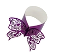 Deep purple laser-cut butterfly napkin ring with hollow heart patterns for weddings - Reflective Dark Purple