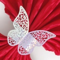 Iridescent laser-cut butterfly napkin ring in white pearl paper for table decor - Mirror Iridescent