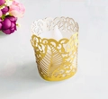 Laser-cut gold leaf pattern lampshade detail for LED tea light candles decorative wrap - Reflective Gold