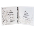 Élégante invitation de mariage blanche découpée au laser avec motif floral et cartes RSVP - Blanc