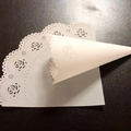 White laser cut lace paper cone with rose pattern for wedding confetti and petals - Tracing Paper