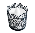 Candela LED decorativa con paralume in carta nera traforata a laser con motivi floreali - Nero Cachi
