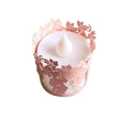 Rose gold laser cut grape leaf paper lampshade with an LED electronic candle - Pink