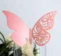 Elegant pink laser-cut butterfly card decoration for wine glass and wedding table settings - Pink