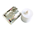 Purple grape pattern laser-cut LED tea light sleeve with a silver metallic finish - Reflective Silver