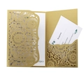 Faire-part de mariage doré découpé au laser avec motif mandala et carte réponse - Beige Or