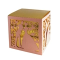 Scatola per confetti matrimonio rosa e oro tagliata al laser con cuore e sposi - Rosa & Oro