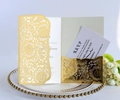 Kit d'invitations de mariage dorées découpées au laser avec pochette et carte RSVP - Or Réfléchissant