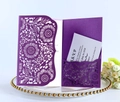 Kit d'invitation de mariage violet avec découpe laser et carte de réponse RSVP - Violet foncé