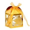 Boîte à bonbons dorée ajourée avec motif éléphant et ruban orange pour les fêtes - Or Réfléchissant