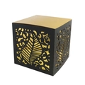 Elegant black and gold laser cut vine pattern square wedding favor candy gift box - Black + Gold