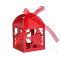 Boîte à bonbons éléphant rouge ajourée avec élégant ruban rouge pour les fêtes - Rouge Perlé