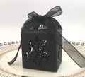 Boîte cadeau noire découpée au laser avec motif d'éléphant Ganesha creux sophistiqué - Noir Kaki