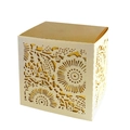 Laser-cut floral gift box with white sunflower patterns and kraft paper lining - Ivory and Gold