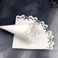 Coni di pizzo bianco tagliati al laser per matrimoni con eleganti motivi a fiocco su stoffa - Bianco