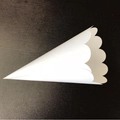 White wedding cone with wavy edges for petals or confetti, displayed on dark surface - White