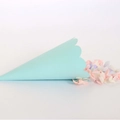 Light blue wedding petal cone with wavy edges and decorative pink floral accents - Light Blue