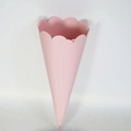 Pink paper cone holder for wedding flowers with decorative wavy scalloped edge - Pink