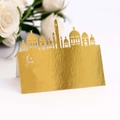 Laser cut golden palace and moon design seat card for weddings and elegant banquets - Reflective Gold (Reflective Gold)