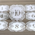 Laser cut wedding table numbers 1-20 with white lace hollow design on wood background - White Numbers 1-10