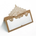 Segnaposto rustici in carta kraft marrone con corona bianca intagliata al laser - Beige Oro