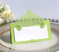 Fruit green laser cut lace wedding place card with white insert for table settings - Bright Green