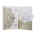 Laser cut wedding invitation in gold glitter finish with floral inner card inserts - Light Gold Glitter