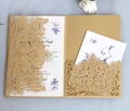 Invito di nozze tagliato al laser oro champagne con eleganti motivi floreali europei - Beige Oro