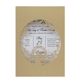 Laser cut champagne gold wedding invitation card with floral hollow design and white insert - Beige Gold
