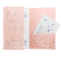 Elegante set invito matrimonio rosa intagliato al laser con inserto floreale e biglietto wishing well - Rosa