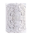 Elegant white laser-cut wedding invitation featuring intricate floral lace patterns - White