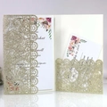 Elegante invito di nozze blu reale intagliato al laser con glitter e inserto floreale - Lapislazzuli