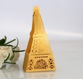 Golden Eiffel Tower laser cut hollow candy box with pearl metallic texture finish - Gold