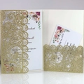 Elegant gold glitter laser-cut wedding invitation with floral printed inner card insert - Gold