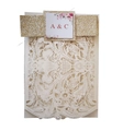 Laser cut wedding invitation in cream white with a sparkling gold glitter belly band - Ivory