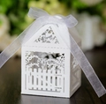 Elegante weiße lasergeschnittene Hochzeits-Geschenkbox im europäischen Zaunstil - Weiß
