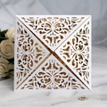 Edle lasergeschnittene Hochzeitskarte mit weißer Hülle und goldener Innenkarte Set - Weiß