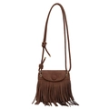 Sac à bandoulière vintage en daim marron avec franges rétro et style bohème pour femme - Marron