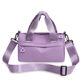 Versatile purple nylon crossbody bag with adjustable wide strap and triangle zipper - Light Purple