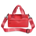 Versatile red nylon crossbody bag for women with adjustable strap and multiple zippers - Red