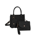 Ensemble 3 sacs en feutre noir avec cabas, pochette bandoulière et porte-monnaie - Noir
