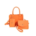 Ensemble 3 sacs en feutre orange vif comprenant un cabas et une pochette - Rouge Orangé