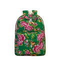 Grüner Rucksack mit rosa Pfingstrosenmuster und weißen verstellbaren Riemen - Grün