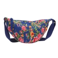 Sac bandoulière ethnique aux motifs floraux bleus et phénix avec sangle - Bleu