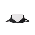 Petit sac bandoulière bicolore avec cœur en relief et boucle dorée élégante de luxe - Noir